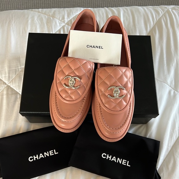 CHANEL, Shoes, Chanel Tab Loafers Pink Size 39